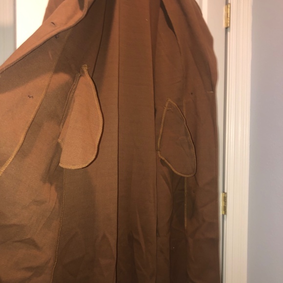 Women's Faux Wool Coat Double Breasted Trench Jacket - Picture 4 of 5